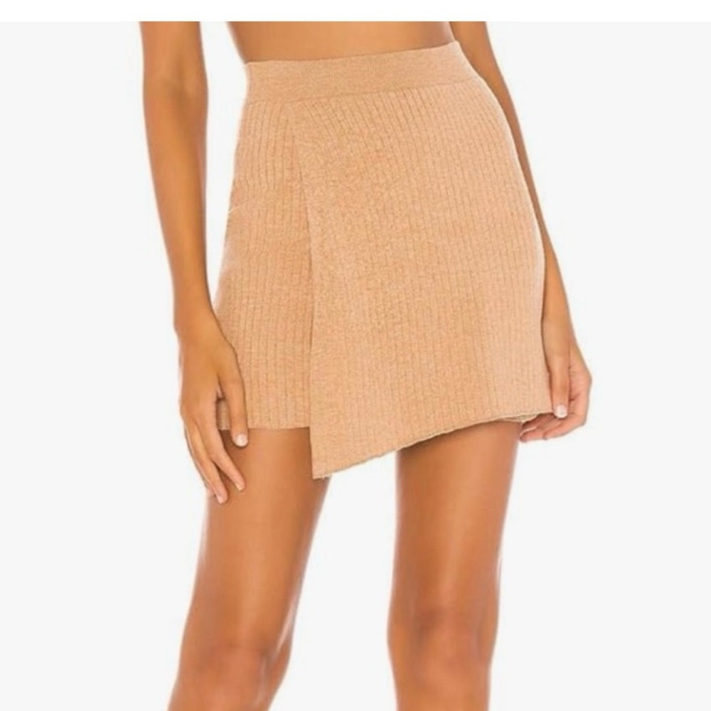 Free People Mod Wrap Rib Knit Skirt Caramel Tan Small